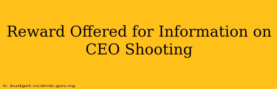 Reward Offered for Information on CEO Shooting