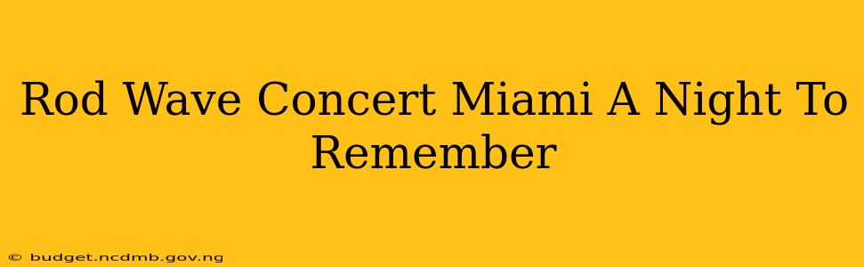 Rod Wave Concert Miami A Night To Remember