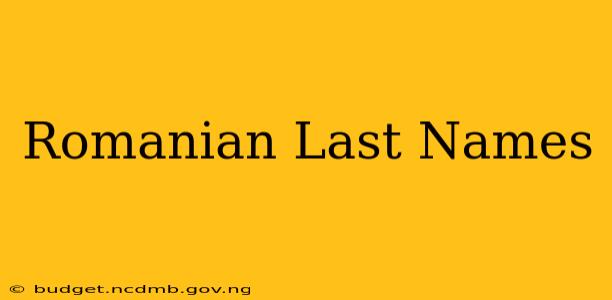 Romanian Last Names