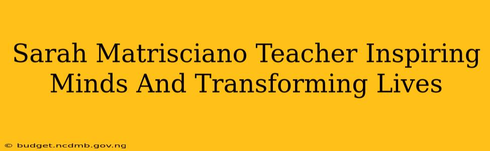 Sarah Matrisciano Teacher Inspiring Minds And Transforming Lives