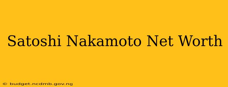 Satoshi Nakamoto Net Worth
