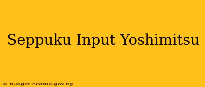 Seppuku Input Yoshimitsu