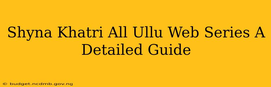 Shyna Khatri All Ullu Web Series A Detailed Guide