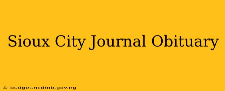 Sioux City Journal Obituary