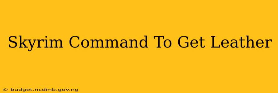 Skyrim Command To Get Leather
