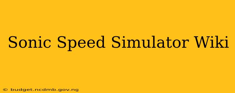 Sonic Speed Simulator Wiki