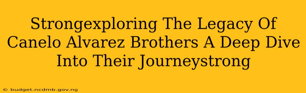 Strongexploring The Legacy Of Canelo Alvarez Brothers A Deep Dive Into Their Journeystrong