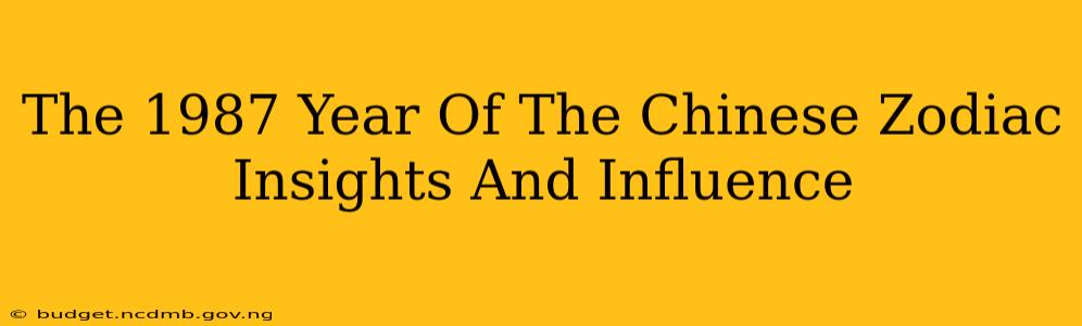 The 1987 Year Of The Chinese Zodiac Insights And Influence