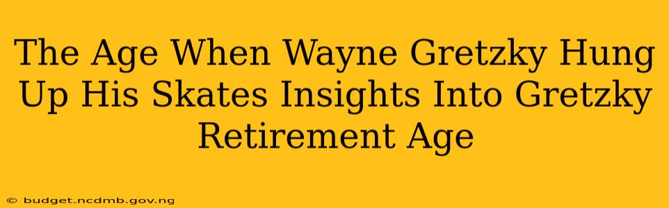 The Age When Wayne Gretzky Hung Up His Skates Insights Into Gretzky Retirement Age