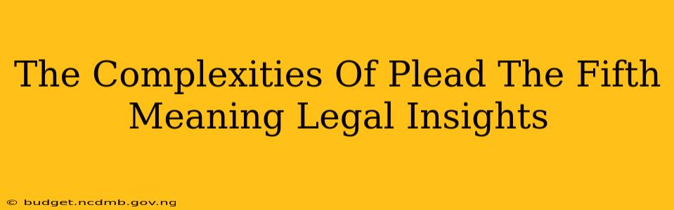 The Complexities Of Plead The Fifth Meaning Legal Insights