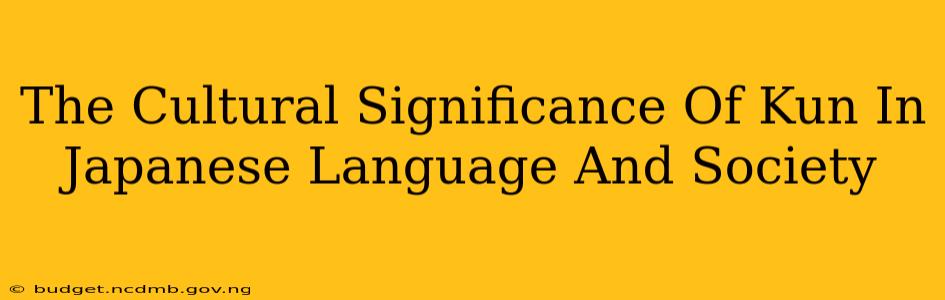 The Cultural Significance Of Kun In Japanese Language And Society