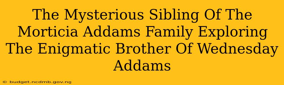 The Mysterious Sibling Of The Morticia Addams Family Exploring The Enigmatic Brother Of Wednesday Addams