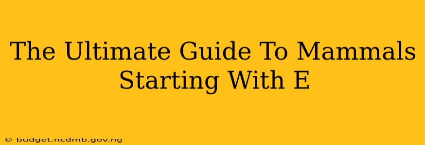 The Ultimate Guide To Mammals Starting With E
