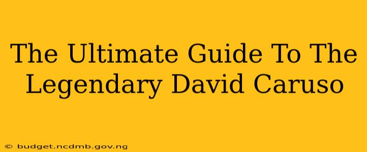The Ultimate Guide To The Legendary David Caruso