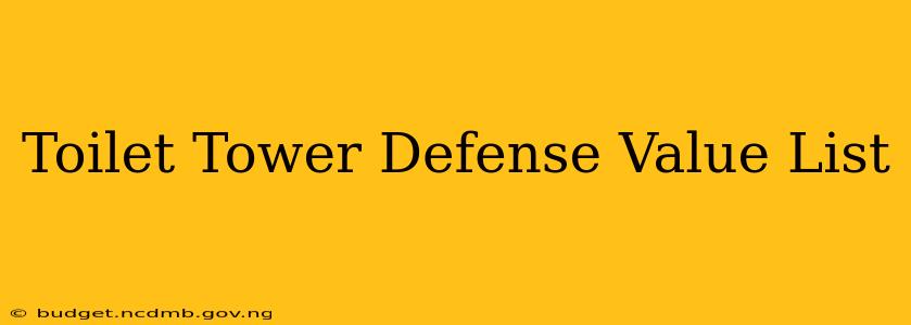 Toilet Tower Defense Value List