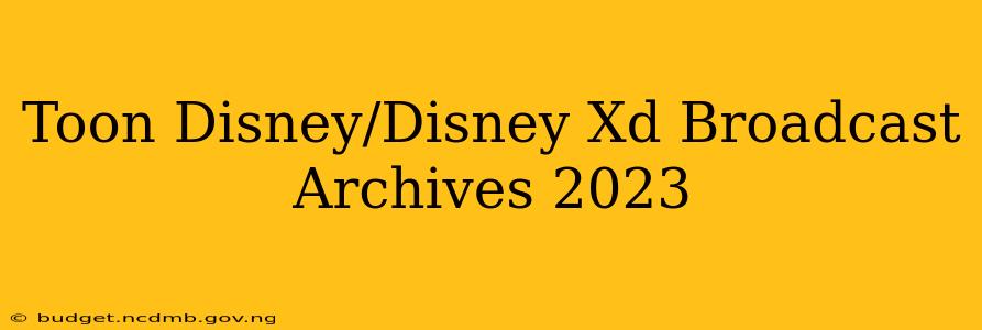 Toon Disney/Disney Xd Broadcast Archives 2023
