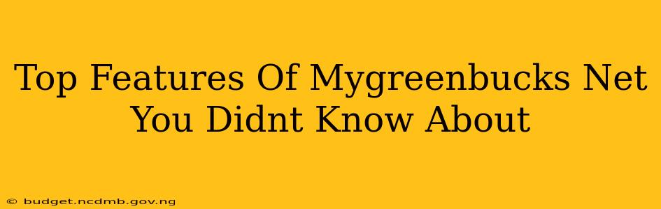 Top Features Of Mygreenbucks Net You Didnt Know About
