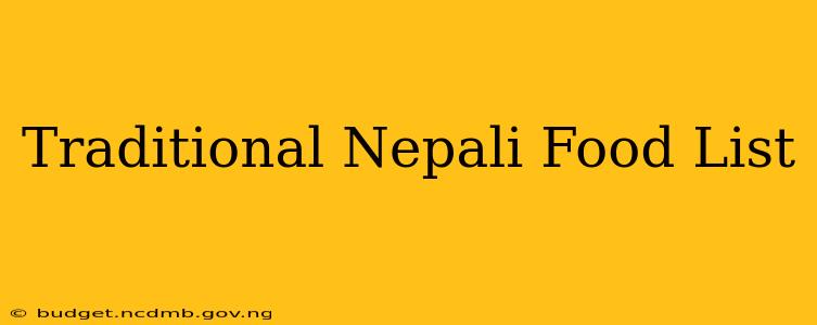 Traditional Nepali Food List