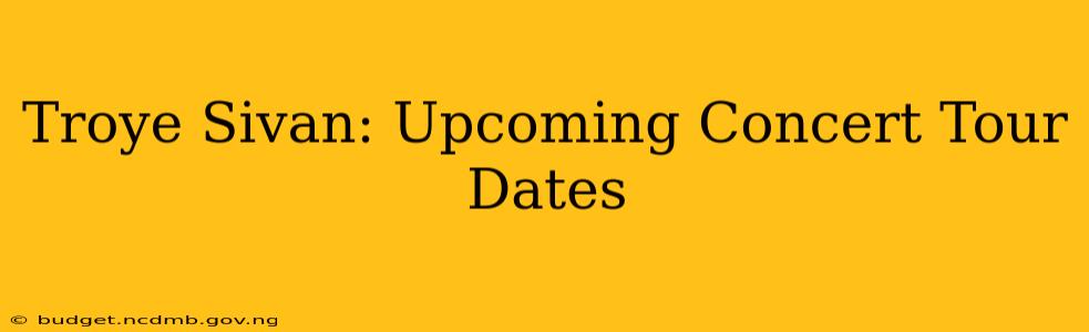 Troye Sivan: Upcoming Concert Tour Dates
