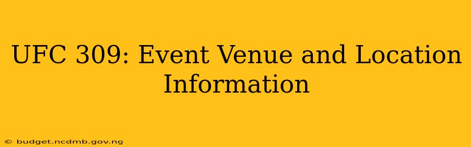 UFC 309: Event Venue and Location Information