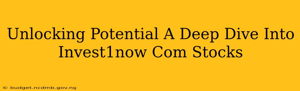 Unlocking Potential A Deep Dive Into Invest1now Com Stocks
