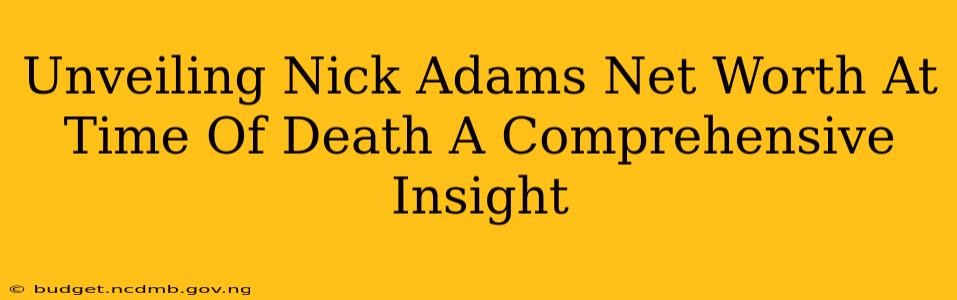 Unveiling Nick Adams Net Worth At Time Of Death A Comprehensive Insight