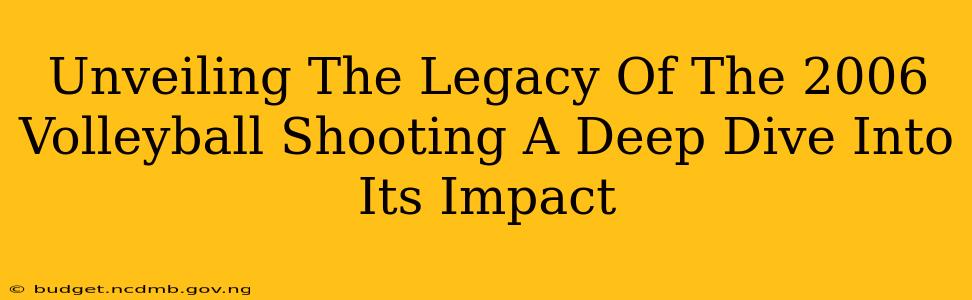 Unveiling The Legacy Of The 2006 Volleyball Shooting A Deep Dive Into Its Impact