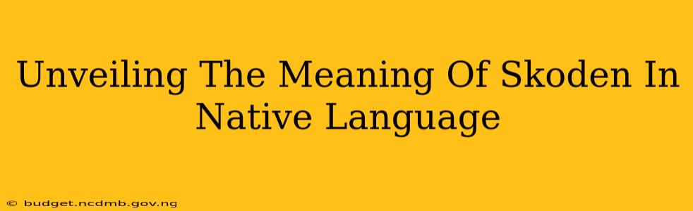 Unveiling The Meaning Of Skoden In Native Language