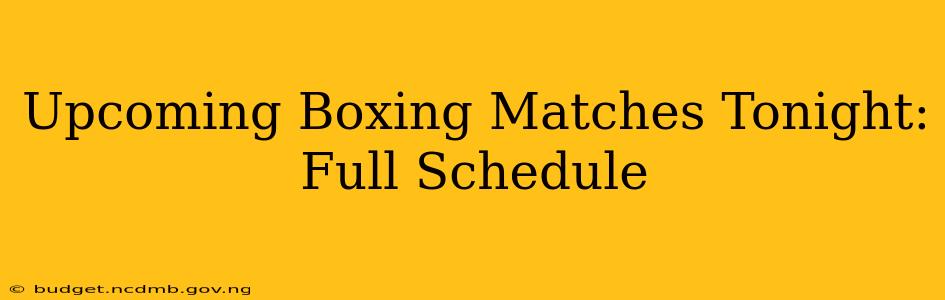 Upcoming Boxing Matches Tonight: Full Schedule