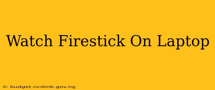 Watch Firestick On Laptop