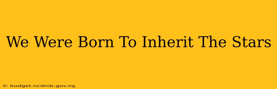 We Were Born To Inherit The Stars