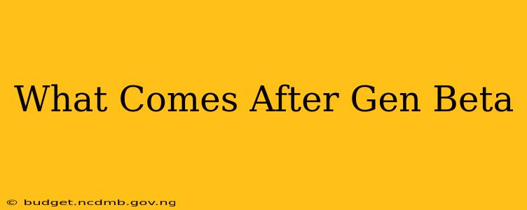 What Comes After Gen Beta