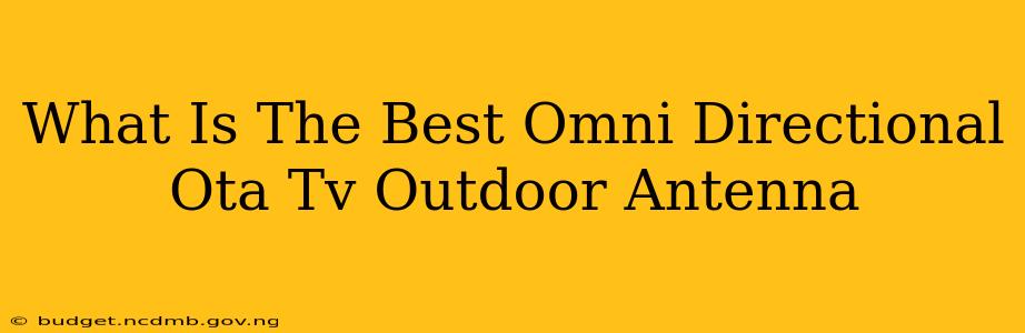 What Is The Best Omni Directional Ota Tv Outdoor Antenna