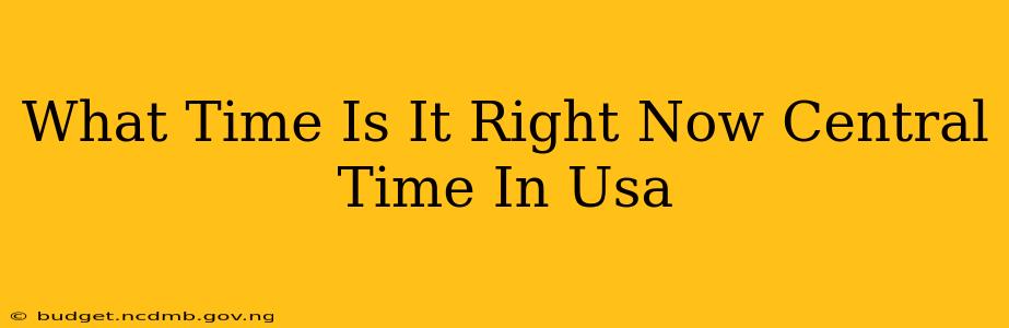 What Time Is It Right Now Central Time In Usa
