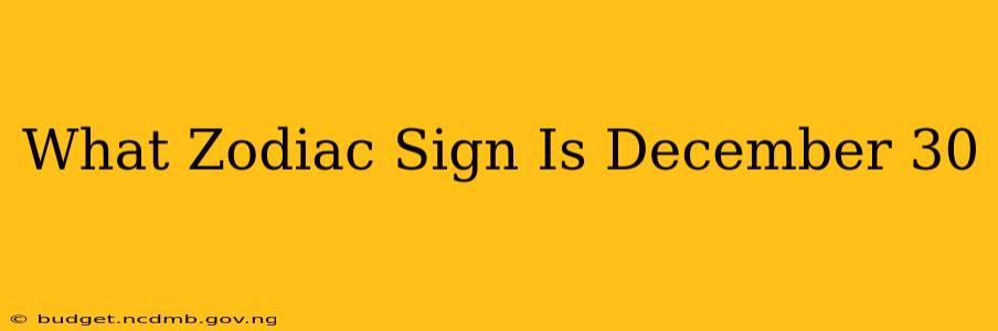 What Zodiac Sign Is December 30