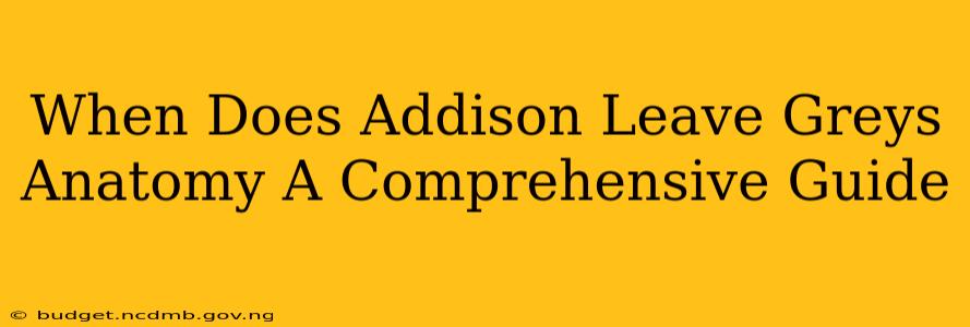 When Does Addison Leave Greys Anatomy A Comprehensive Guide