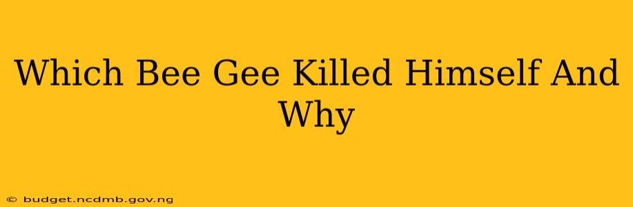 Which Bee Gee Killed Himself And Why
