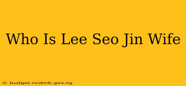 Who Is Lee Seo Jin Wife