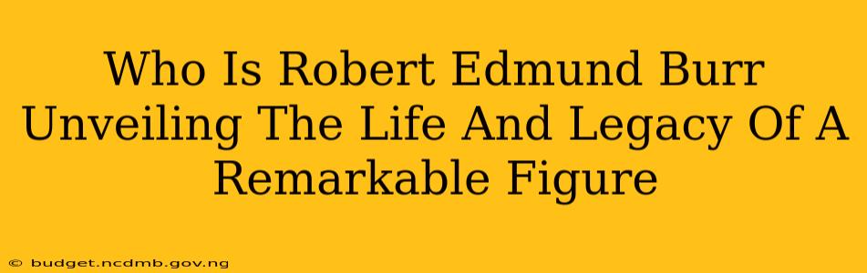 Who Is Robert Edmund Burr Unveiling The Life And Legacy Of A Remarkable Figure