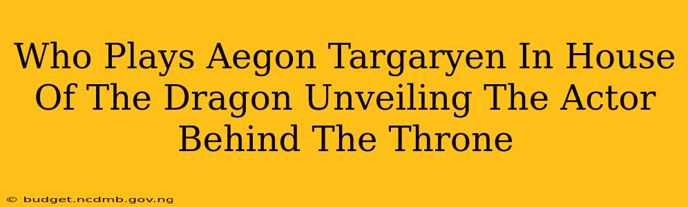 Who Plays Aegon Targaryen In House Of The Dragon Unveiling The Actor Behind The Throne