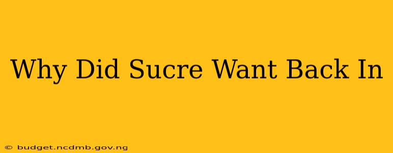 Why Did Sucre Want Back In