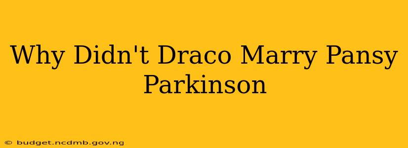 Why Didn't Draco Marry Pansy Parkinson