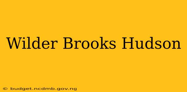Wilder Brooks Hudson