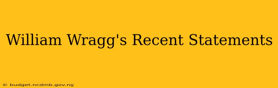 William Wragg's Recent Statements