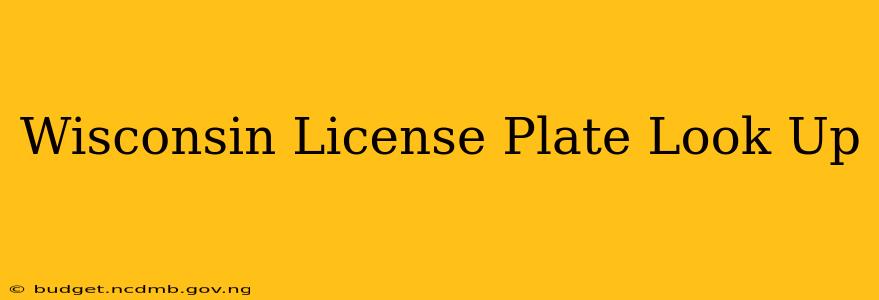 Wisconsin License Plate Look Up