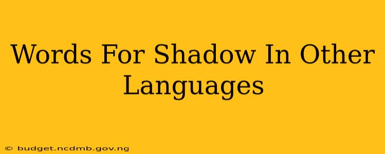 Words For Shadow In Other Languages