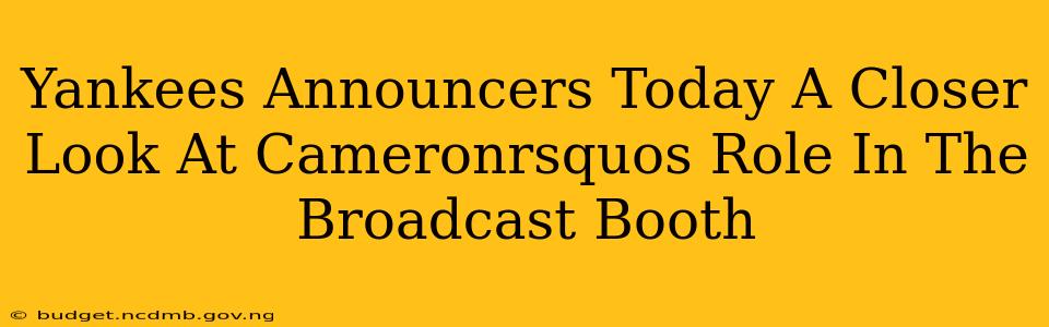 Yankees Announcers Today A Closer Look At Cameronrsquos Role In The Broadcast Booth