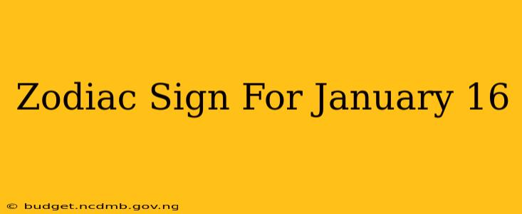 Zodiac Sign For January 16